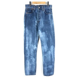 【古着】 Levi's リーバイス 501 デニムパンツ ブリーチカスタム USA製 90年代 ブルー系 メンズW31 【中古】 n044859