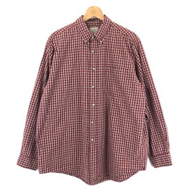 【古着】 L.L.Bean エルエルビーン シャツ チェック柄 長袖 ワイン系 メンズXL 【中古】 n045185