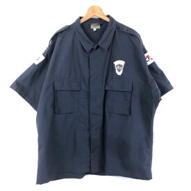 【古着】 TRU-SPEC ワークシャツ リップストップ G4S 警備会社 ネイビー系 メンズXL以上 【中古】 n045212