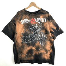 【古着】 SUNS OF ANARCHY Tシャツ 死神 オートバイ ブリーチ加工 ブラウン系 メンズXL 【中古】 n045338