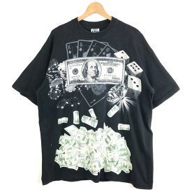 【古着】 PRO MAX Tシャツ 100$ ギャンブル ダイアモンド 大判プリント ブラック系 メンズXL以上 【中古】 n045349