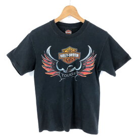 【古着】 Harley-Davidson ハーレーダビッドソン Tシャツ PETERSON'S マイアミ 両面プリント ブラック系 レディースS 【中古】 n046003