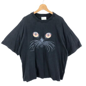 【古着】 EUROPE TREND SPORTS Tシャツ ネコ 黒猫 ヴィンテージ ブラック系 メンズXL 【中古】 n046010