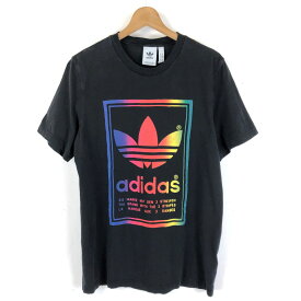 【古着】 adidas アディダス Tシャツ ロゴプリント ブラック系 メンズM 【中古】 n046279