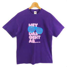 【古着】 Tシャツ HEY DASGEHTAB サングラス パープル系 メンズM 【中古】 n046367