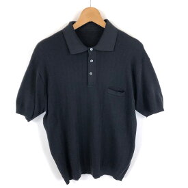 【古着】 バンロン シャツ 針抜き素材 レトロ ポロシャツ 半袖 ブラック系 メンズS 【中古】 n046494