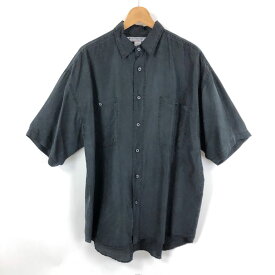 【古着】 NINE TWENTY EAST シャツ 無地 シルクシャツ 薄手 半袖 ブラック系 メンズXL 【中古】 n046742