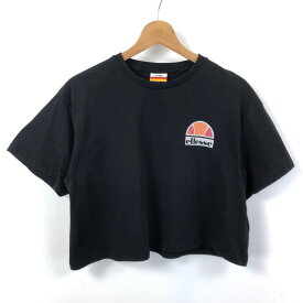 【古着】 ellesse エレッセ Tシャツ ワンポイント ショート丈 ブラック系 レディースL 【中古】 n046808