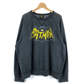 【古着】 BATMAN バットマン スウェット レトロプリント グレー系 メンズXL 【中古】 n047507