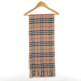 【古着】 BURBERRY LONDON バーバリー ウールマフラー チェック柄 英国製 ベージュ系 【中古】 n048746