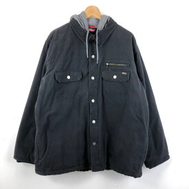 【古着】 Dickies ディッキーズ ワークジャケット フード付き 中綿入り ブラック系 メンズXL 【中古】 n048942