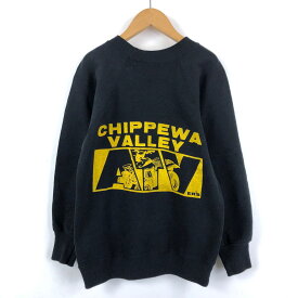 【古着】 スウェット バックプリント CHIPPEWA VALLEY 70-80s ヴィンテージ ブラック系 レディースS 【中古】 n048980