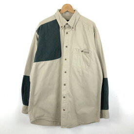 【古着】 WOOLRICH ウールリッチ ハンティングシャツ ショルダーパッチ 長袖 ベージュ系 メンズL 【中古】 n049149