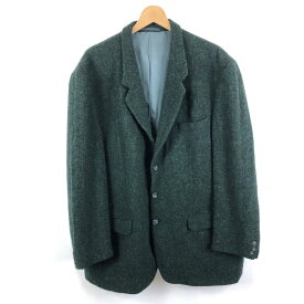 【古着】 Harris tweed ハリスツイード テーラードジャケット ツイードジャケット ハンドトゥース 90年代 ヴィンテージ グリーン系 メンズXL 【中古】 n049296