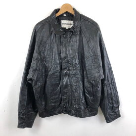 【古着】 pierre cardin ピエールカルダン レザー ブルゾン ブラック系 メンズL 【中古】 n049304