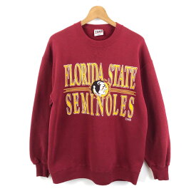 【古着】 TEAM EDITION カレッジスウェット FLORIDA SEMINOLES 90年代 ワイン系 メンズL 【中古】 n049366