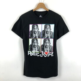 【古着】 2PAC トゥーパック ミュージックTシャツ ヒップホップ POETIC JUSTICE ブラック系 レディースS 【中古】 n050786