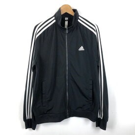 【古着】 adidas アディダス ジャージ トラックジャケット 袖ライン やや薄手 ブラック系 メンズM 【中古】 n050853