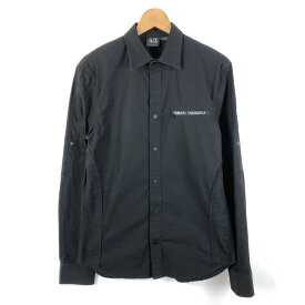 【古着】 ARMANI アルマーニ シャツ 無地 ジップポケット 長袖 ブラック系 メンズS 【中古】 n051502