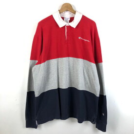 【古着】 Champion チャンピオン ラグビーシャツ 切換えデザイン 長袖 マルチカラー メンズXL以上 【中古】 n052113