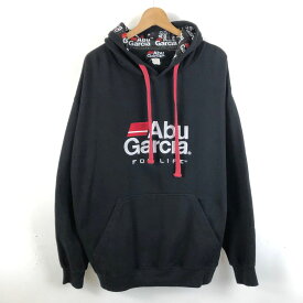 【古着】 Abu Garcia アブガルシア スウェット パーカー 刺繍ロゴ FOR LIFE ブラック系 メンズXL以上 【中古】 n052125