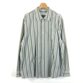 【古着】 Calvin Klein カルバンクライン シャツ ストライプ 長袖 オリーブ系 メンズXL 【中古】 n052191