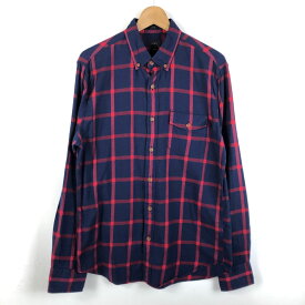 【古着】 J.CREW ジェイクルー シャツ チェック柄 長袖 ネイビー系 メンズM 【中古】 n052195