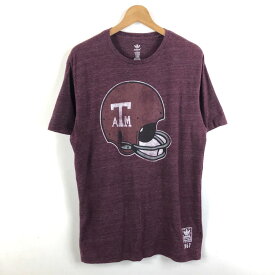 【古着】 adidas アディダス カレッジTシャツ ワイン系 メンズL 【中古】 n052464