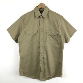 【古着】 OSHKOSH オシュコシュ ワークシャツ 無地 紺タグ 80年代 ヴィンテージ ベージュ系 メンズM 【中古】 n052559