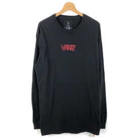 【古着】 VANS ヴァンズ Tシャツ 刺繍ロゴ 長袖 ブラック系 メンズL 【中古】 n052834