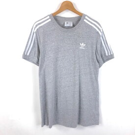 【古着】 adidas アディダス Tシャツ 袖ライン ワンポイント刺繍 グレー系 メンズM 【中古】 n053551