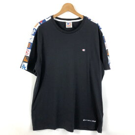 【古着】 Champion チャンピオン ×MLBコラボ Tシャツ 袖ロゴライン ブラック系 メンズXL以上 【中古】 n053712