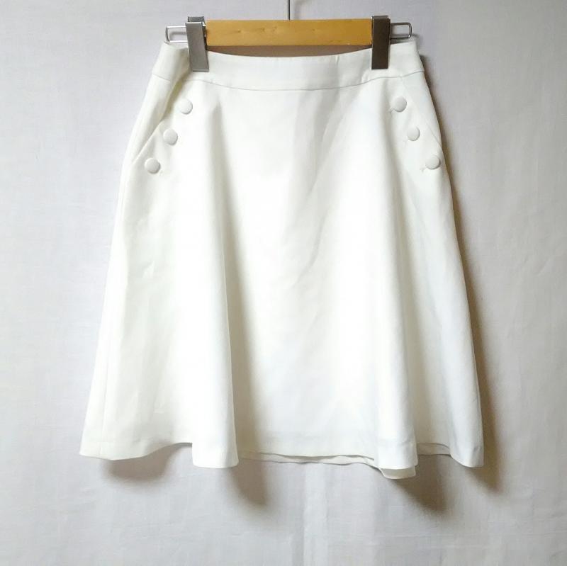 本日の目玉 クリアインプレッション CLEAR IMPRESSION 表記サイズ：2 白 ホワイト 在庫処分 無地 ひざ丈スカート Skirt 10009715 スカート USED 古着 中古 Medium