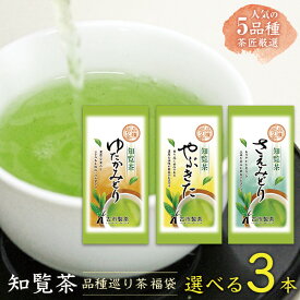 【選べる3本】 知覧茶 品種巡り 福袋 80g×3本 シングルオリジン ちらん茶 ゆたかみどり やぶきた さえみどり おくみどり あさつゆ 深蒸し茶 深むし茶 お茶 緑茶 日本茶 ケルセチン メール便 送料無料