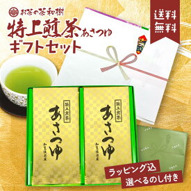 知覧茶 プレミアム あさつゆ ギフトセット 100g×2本 【熨斗、ラッピング込】メール便 送料無料 [ 後岳産 特上 希少 品種 お茶 煎茶 日本茶 緑茶 茶葉 お茶っ葉 お茶っぱ 天然玉露 濃緑 プレゼント お返し 誕生日 一番茶 ]