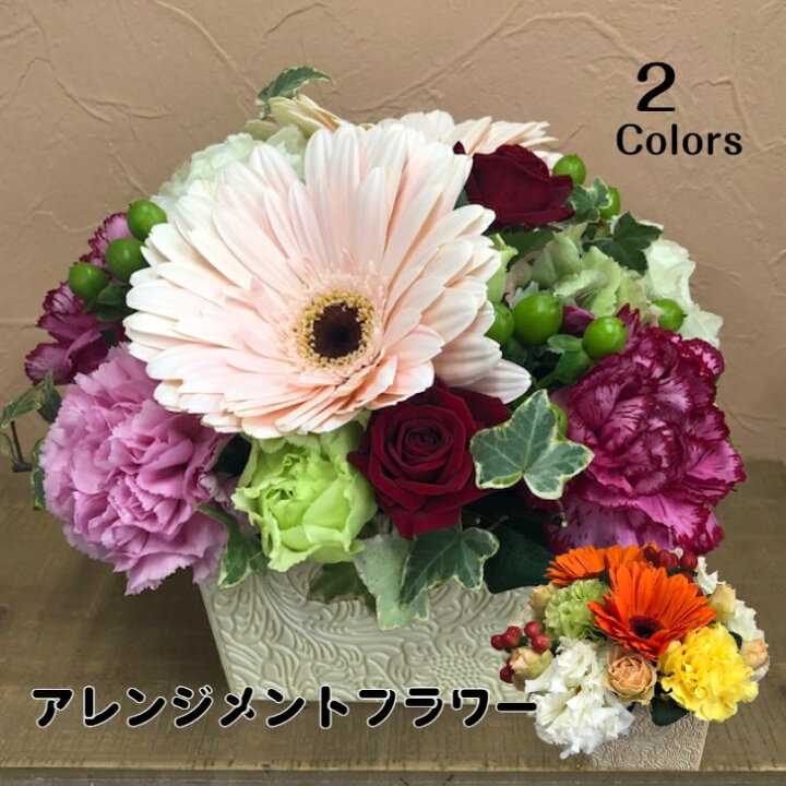 楽天市場 アレンジメントフラワー 生花 誕生日 御祝 母の日 おしゃれ 出産祝い ガーベラ プレゼント 花 ギフト カーネーション ピンク オレンジ 送別会 贈り物 結婚祝 季節花 記念日 フルール ド プランタン