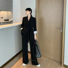 セットアップスーツ 韓国 ファッション オルチャン 大人の服 テーラード スーツ レディース セット おしゃれスーツ ハイウエスト パンツスーツ セットアップ