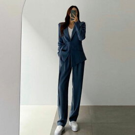 セットアップスーツ 韓国 ファッション オルチャン 大人の服 テーラード スーツ ウエストマーク レディース セット おしゃれスーツ ハイウエスト パンツスーツ セットアップ