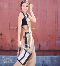 サロペットパンツ 肩紐×ウエスト調節付き 20代 30代 大きいサイズ S/M/L オーバーオール カジュアル 40代 50代 ファッション 韓国ファッション レディース 春 夏 ポケット付き ロング丈 個性的 ワイドレッグパンツ ストラップ つなぎ 無地 シンプル フロントジッパー 1色