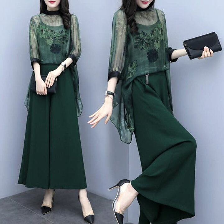楽天市場】きれいめレディースファッション パンツドレス S/M フラワー  