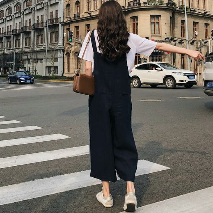 楽天市場 オーバーオール レディース デニム ゆったり 軽い 配色デニム サロペ デニム パンツ 40代 サロペット デニム 50 代 サロペット コーデ 大人 オールインワン ワイドパンツ レディース デニム バイカラー ゆったり 体型カバー 細見え 着痩せ オールシーズン