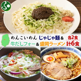 めんこいめん 3種 食べ比べ 計6食 Cセット じゃじゃ麺 牛だしフォー 盛岡ラーメン 送料無料 お歳暮ギフト 食べ物 御歳暮ギフト 米粉麺 じゃじゃめん グルテンフリー 麺 米粉 お取り寄せグルメ お土産 岩手県 盛岡市 ご当地 ラーメン プレゼント