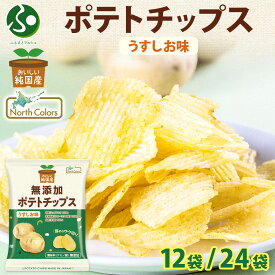 純国産 無添加 ポテトチップス うすしお味 12袋/24袋 お土産 北海道土産 ポテチ しお 定番 スナック菓子 まとめ買い おつまみ ギフト お菓子 送料無料 お花見 食べ物 お取り寄せ 大量 箱買い 業務用 potato chips 北国からの贈り物