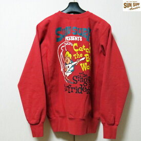 SALE　サンサーフ　長袖トップス　Sun Surf　CATCH THE BIG WAVE　クルーネックスウェット【SS69079】レッド