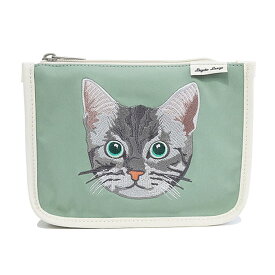 Legato Largo レガートラルゴ ネコ刺繍ポーチ 全3色（ねこ 猫 化粧ポーチ コスメポーチ メイクポーチ 小物入れ）【メール便対応】