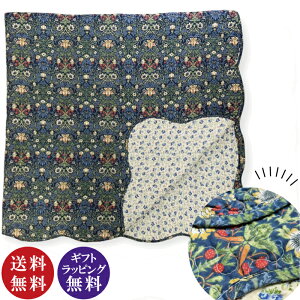 【King Collection】英国風 ボタニカル柄 マルチカバー 長方形 ネイビーブルー(イギリス風 ソファーカバー ベッドカバー こたつカバー 敷物 ラグ 植物 いちご イチゴ 苺)【送料無料】【送料込