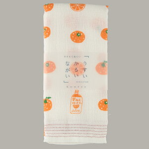 布ごよみ 【日本製】コンテックス うすいかるいながい みかん てぬぐいタオル(ミカン 蜜柑 片面ガーゼ フェイスタオル ギフト プレゼント 贈り物 誕生日 母の日 お礼 お祝い 新生活)【メ