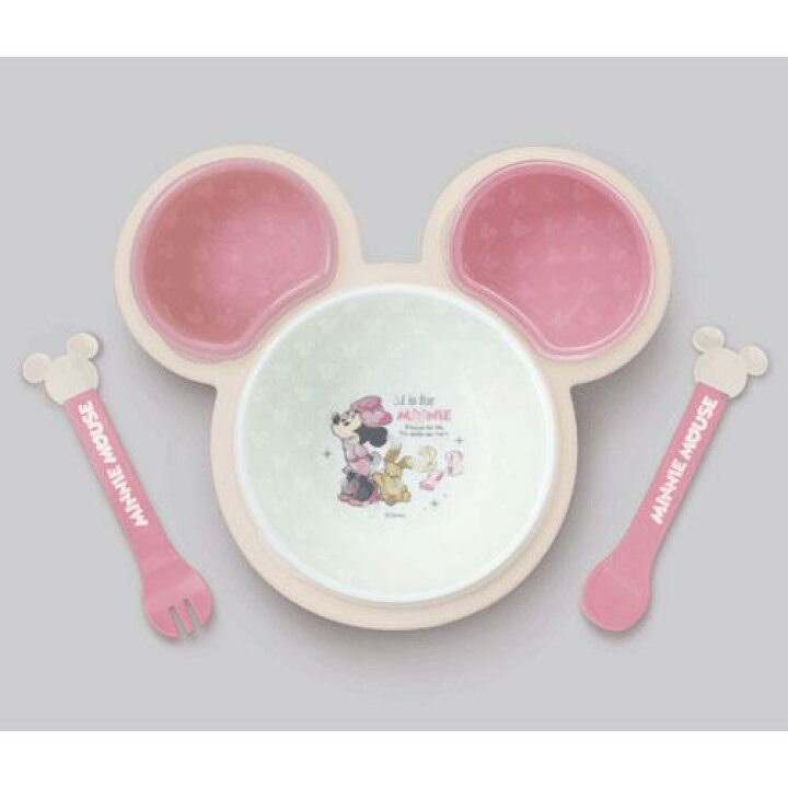 楽天市場 Disney ディズニー ミニーマウス 片手で持てる離乳食パレット ピンク ベビー食器セット 宅配便配送 メール便とネコポスは不可 セレジオーネ インテリア雑貨