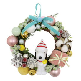 【ピーナッツ】スヌーピー リース レッド・マリンブルー（クリスマス Christmas Xmas 飾り 装飾 おうち時間）[宅配便配送（メール便とネコポスは不可）]