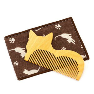 【日本製】つげ櫛 neconeno ネコネコ スタイル つげぐし 携帯袋付き(猫 椿油 ギフト プレゼント 贈り物 誕生日 クリスマス Xmas お祝い お礼)【メール便対応】【お取り寄せ商品】